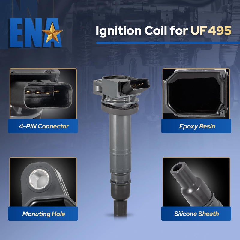 ENA Set of 6 Ignition Coil Pack Compatible with Toyota Tacoma 4Runner Tundra FJ Cruiser Scion xB 2005 2006 2007 2008 2009 2010 2011 2012 2013 2014 2015 4.0 V6 for UF495 C1426 9091902248 - Image 2